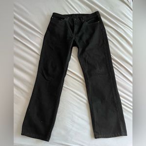 Black straight leg Levi’s. 36/30. Perfect condition. Lightly worn.